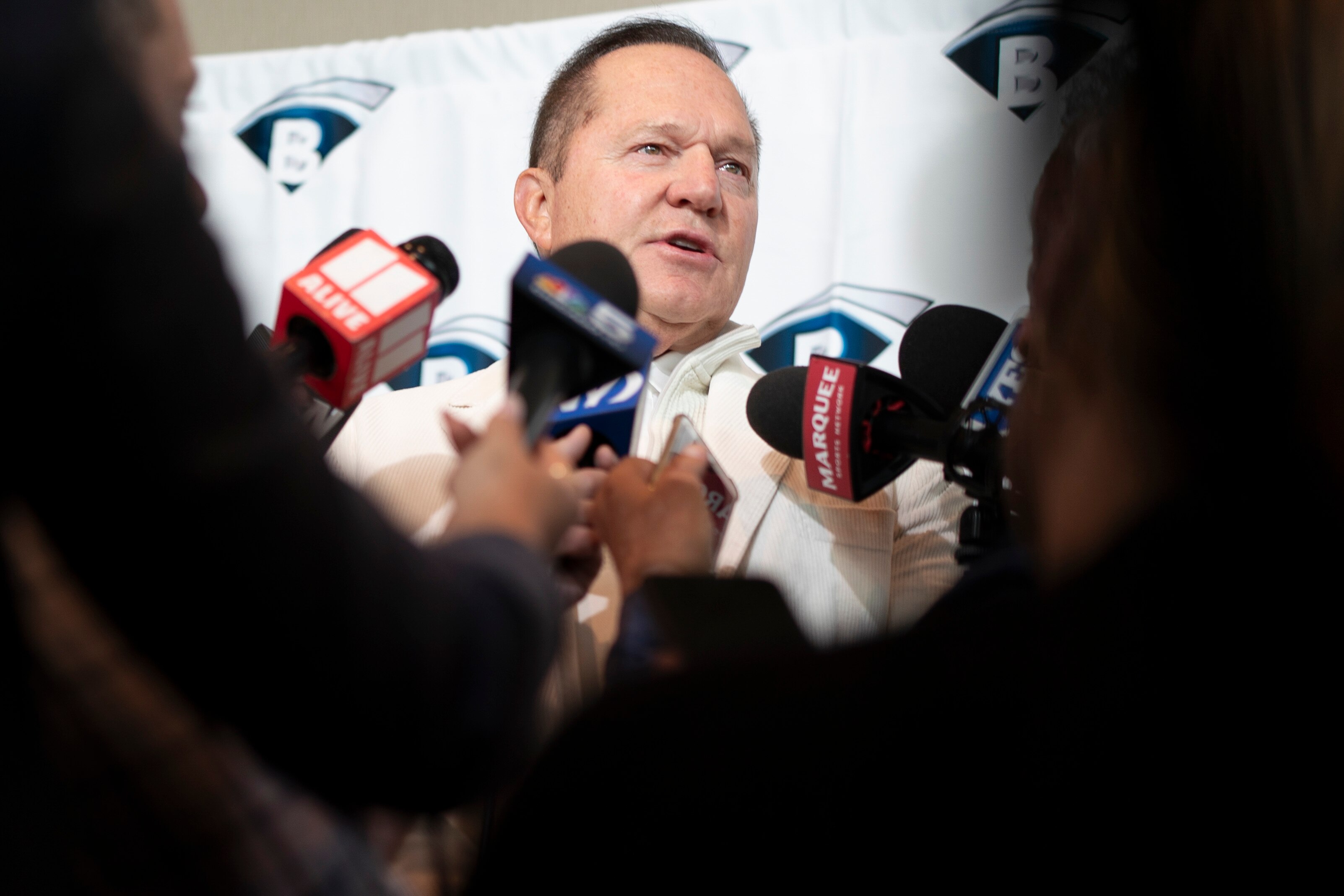 Agent Scott Boras responds to questions during a news conference at the Major League Baseball winter meetings, Wednesday, Dec. 6, 2023, in Nashville, Tennessee. (AP Photo/George Walker IV)