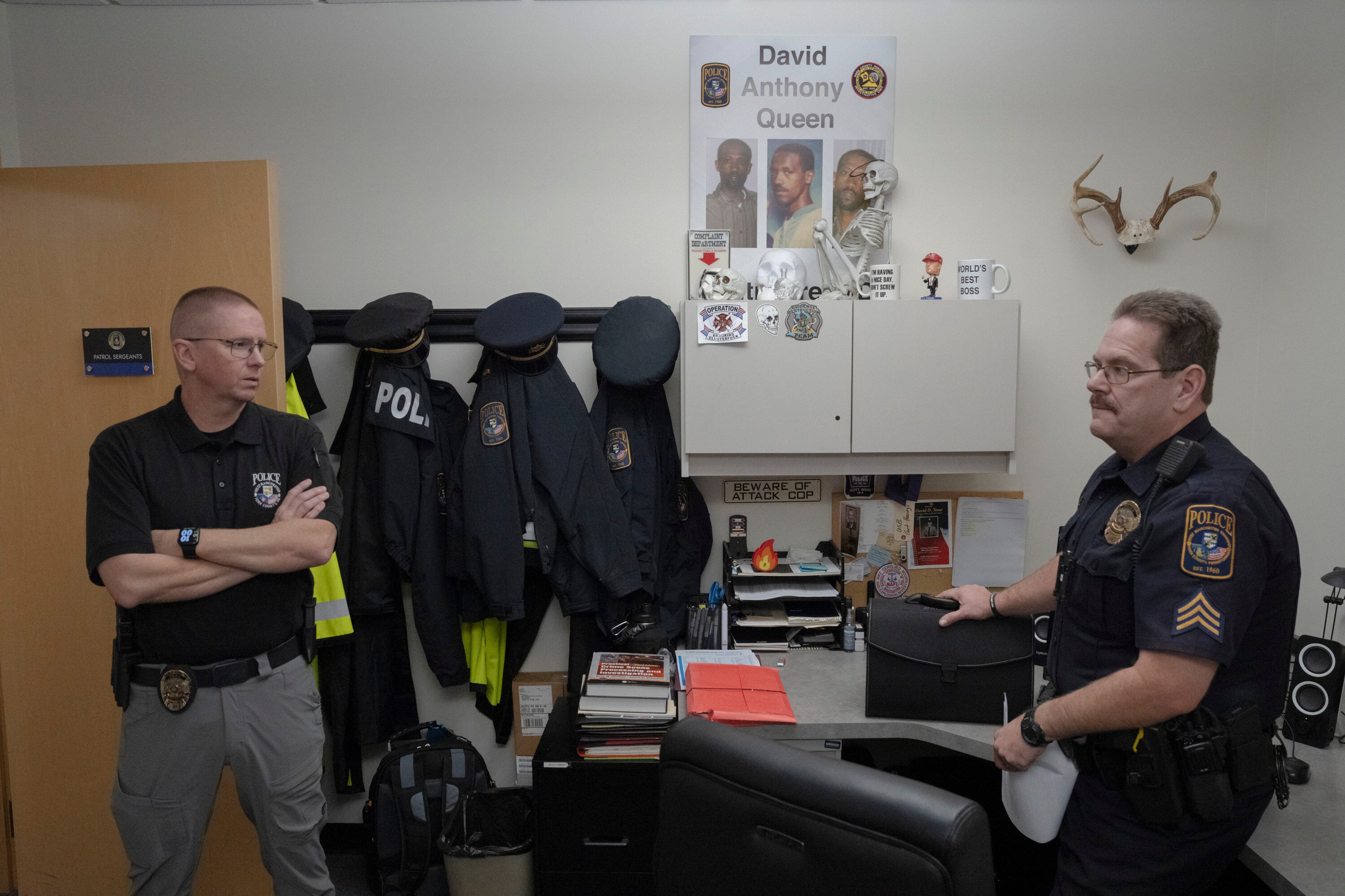 Sgt. Lance Krout, right, and Det. Sgt. Sean Conway of the West Manchester Township Police Department near York, Pennsylvania, spent more than a decade working to identify a murder victim found in their small town.