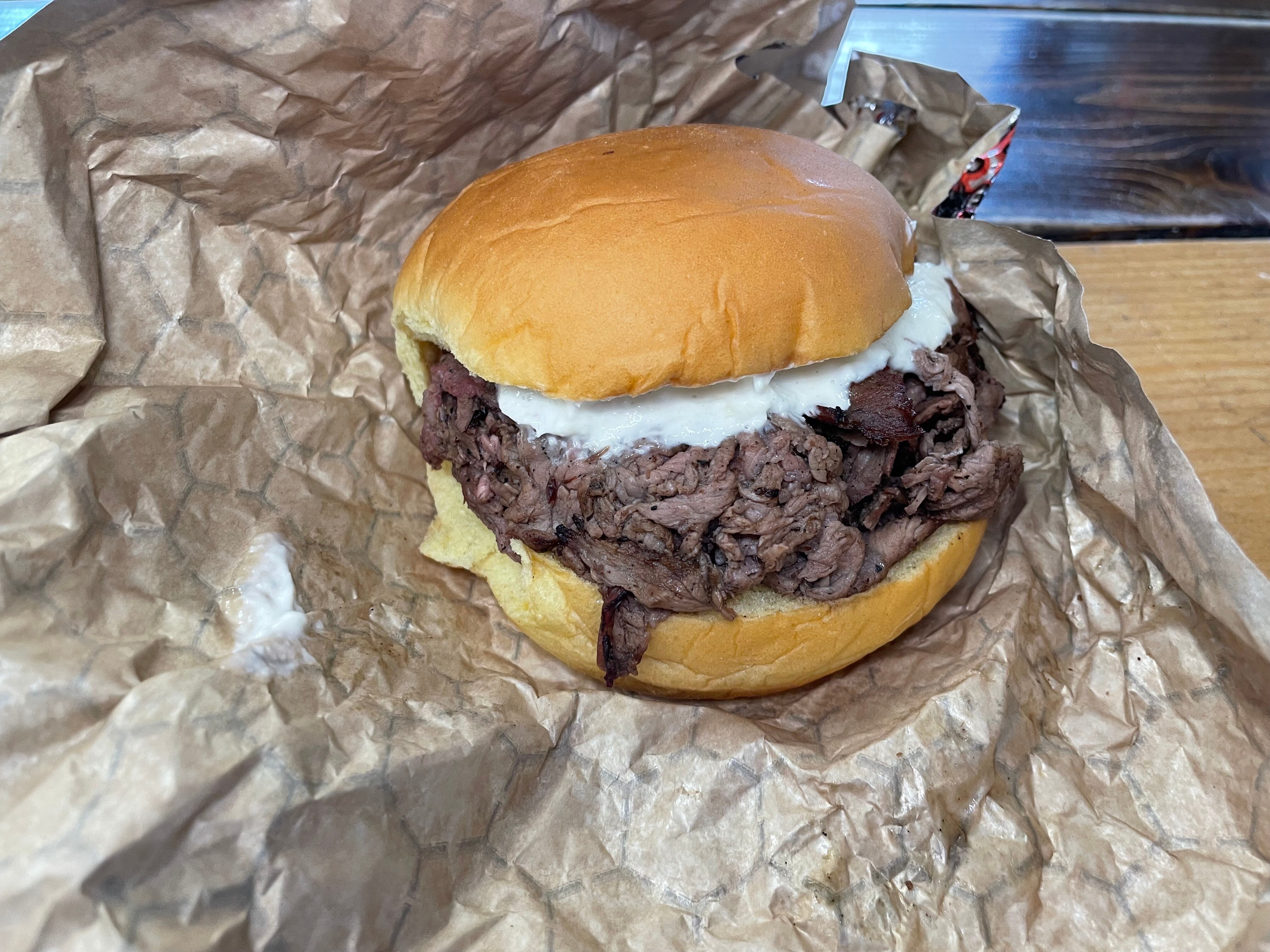One of Baltimore's most famous sandwiches outside of a crab cake is the pit beef from Chaps. Here, thinly-sliced ribbons of pit beef are topped with a horse-radish and mayonnaise combination known as tiger sauce.