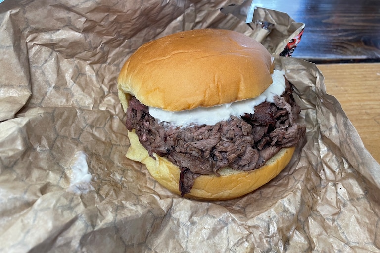 One of Baltimore's most famous sandwiches outside of a crab cake is the pit beef from Chaps. Here, thinly-sliced ribbons of pit beef are topped with a horse-radish and mayonnaise combination known as tiger sauce.