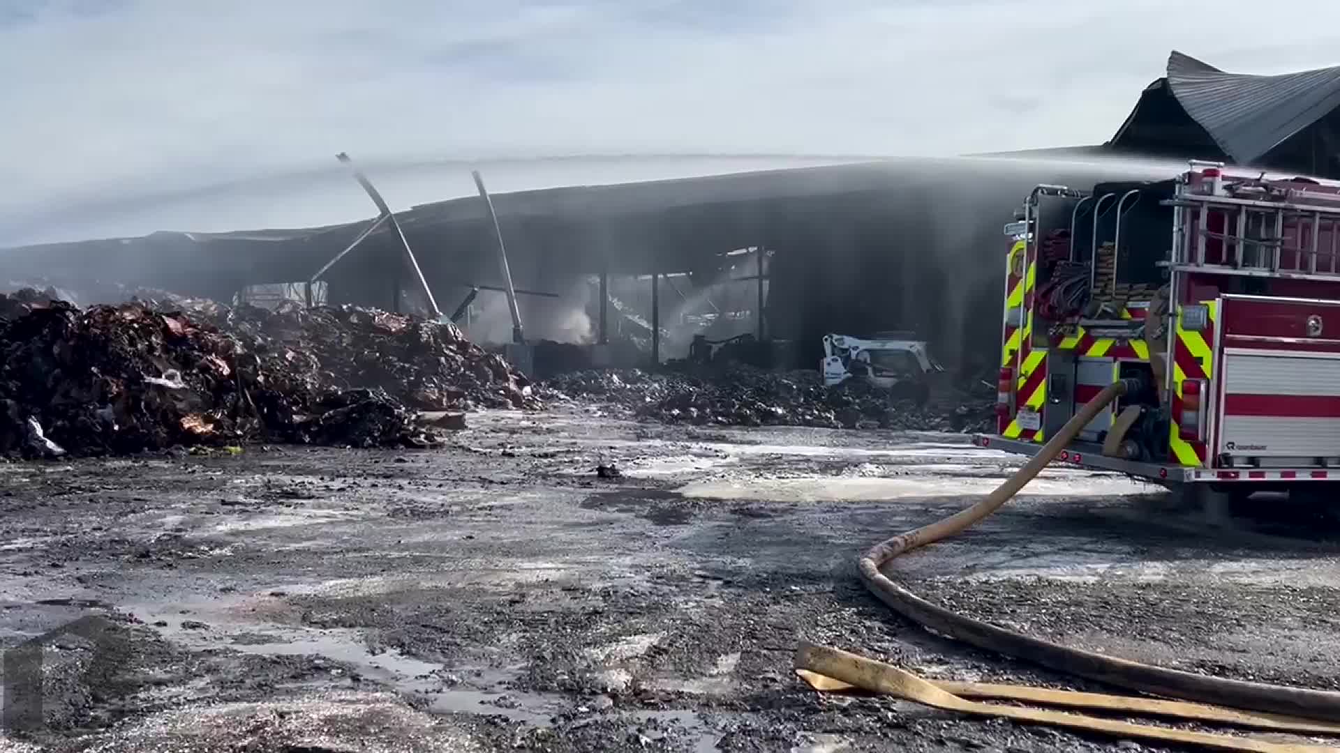 Firefighters are again putting out flames at the Owl Metals Inc. recycling facility in Dundalk on Thursday, January 23, 2025.