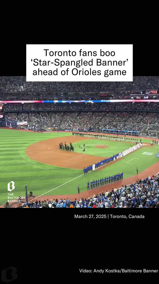 At Rogers Centre on opening day, boos rang down from the stands during the playing of the "Star-Spangled Banner."