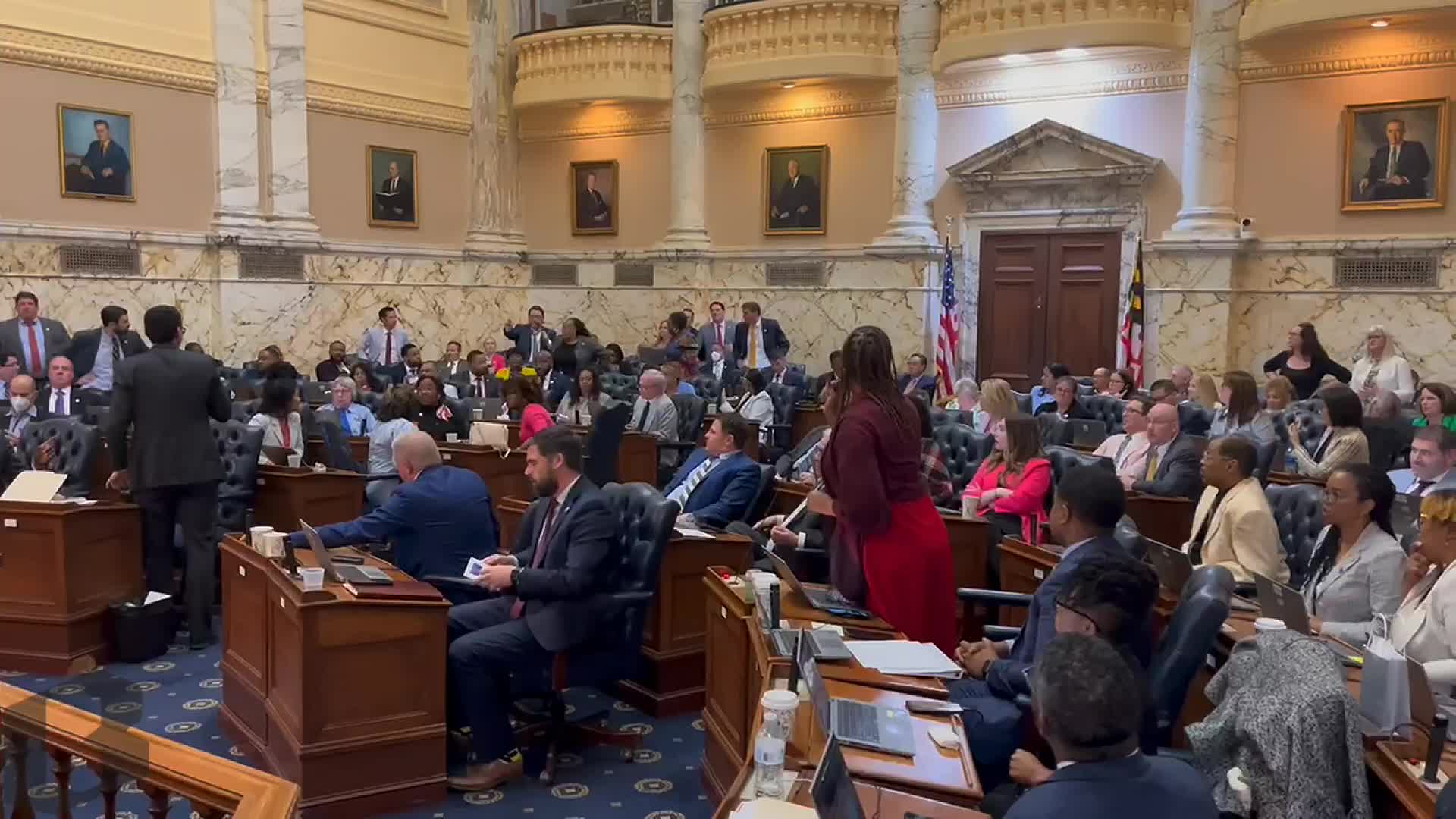 Del. Nick Kipke challenges a ruling from House Speaker Adrienne A. Jones during the final minutes of the 2023 Maryland General Assembly session.