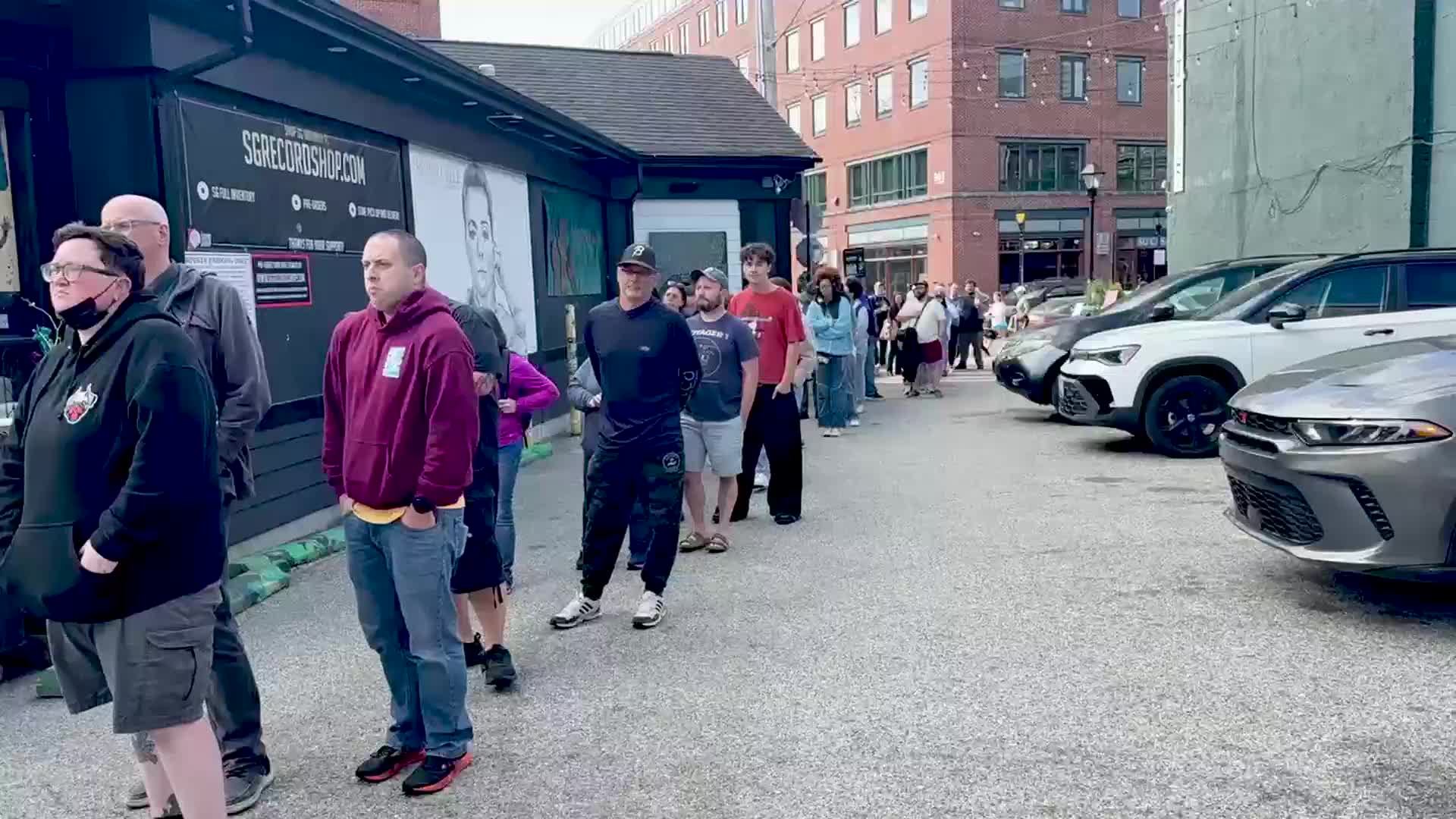 The line to enter Sound Garden at the start of Record Store Day. (Sara Ruberg/The Banner)