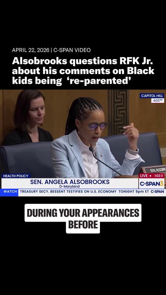 During a committee hearing on April 22, 2026, U.S. Sen. Angela Alsobrooks questioned RFK Jr. on comments he made during a 2024 podcast interview.
