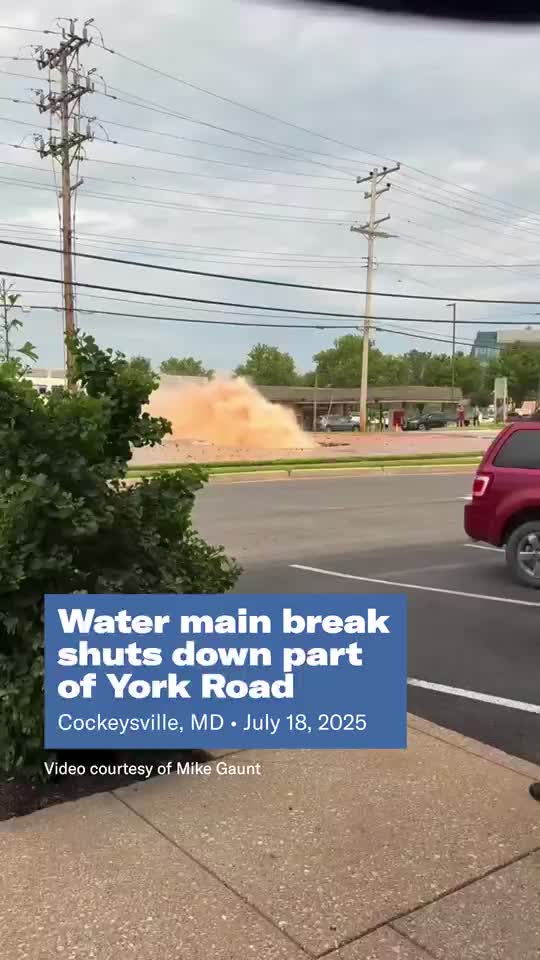 A water main break happened around 9:30 a.m. Friday between Brooks-Huff Tire and Auto Center and the Wells Fargo bank on York Road. The parking lots of some bus